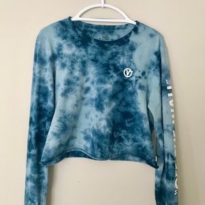 Vans Blue Tie-die Cropped Long Sleeve Shirt